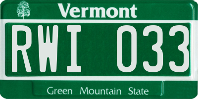 VT license plate RWI033