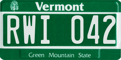VT license plate RWI042