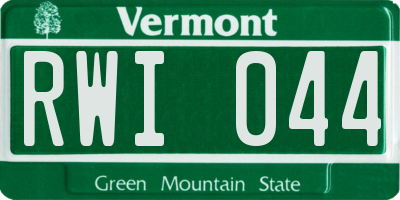 VT license plate RWI044