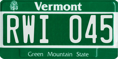 VT license plate RWI045