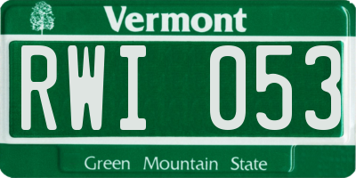VT license plate RWI053