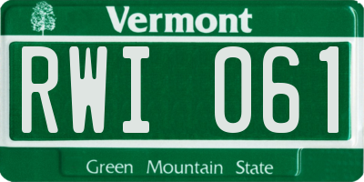 VT license plate RWI061