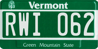 VT license plate RWI062