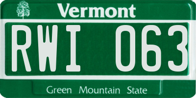 VT license plate RWI063