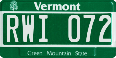 VT license plate RWI072