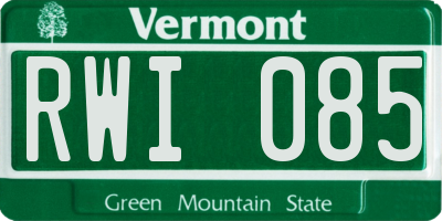 VT license plate RWI085