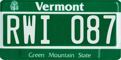 VT license plate RWI087