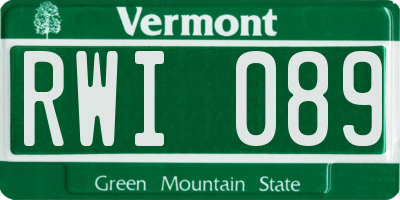 VT license plate RWI089