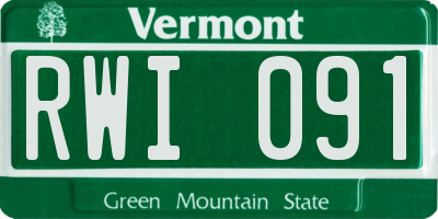 VT license plate RWI091