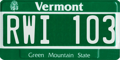 VT license plate RWI103