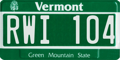 VT license plate RWI104