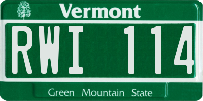 VT license plate RWI114