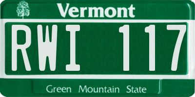 VT license plate RWI117