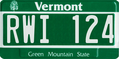 VT license plate RWI124