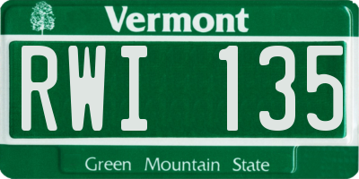 VT license plate RWI135