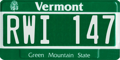 VT license plate RWI147