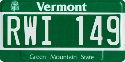 VT license plate RWI149