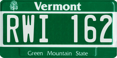 VT license plate RWI162
