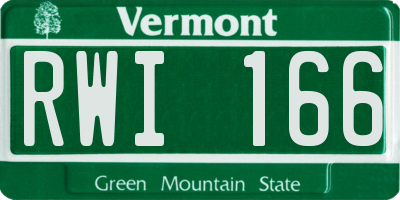 VT license plate RWI166