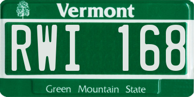 VT license plate RWI168