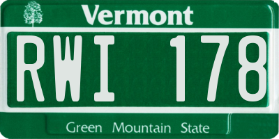 VT license plate RWI178