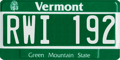 VT license plate RWI192