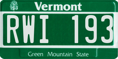 VT license plate RWI193
