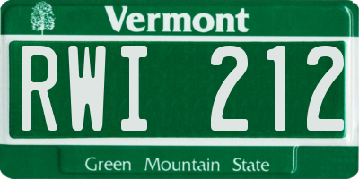 VT license plate RWI212