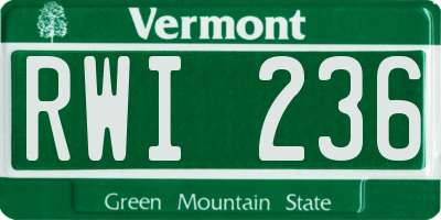 VT license plate RWI236