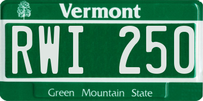 VT license plate RWI250