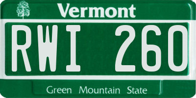 VT license plate RWI260
