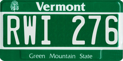 VT license plate RWI276