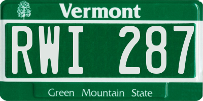 VT license plate RWI287