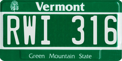 VT license plate RWI316