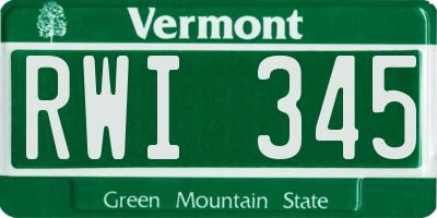 VT license plate RWI345