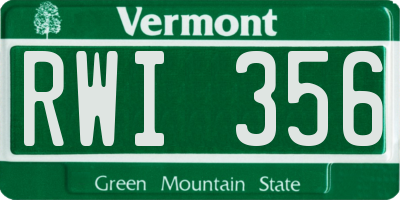 VT license plate RWI356