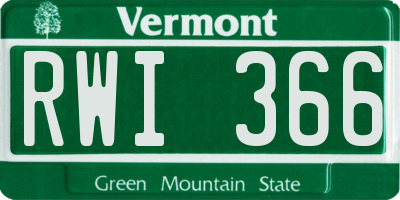 VT license plate RWI366