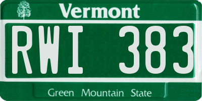 VT license plate RWI383
