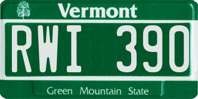 VT license plate RWI390