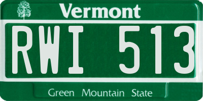 VT license plate RWI513