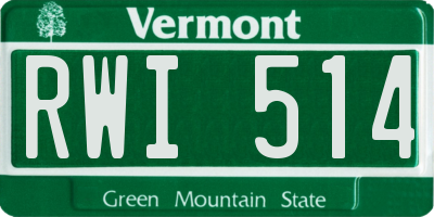 VT license plate RWI514