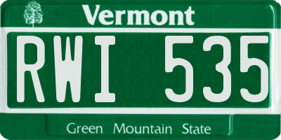 VT license plate RWI535