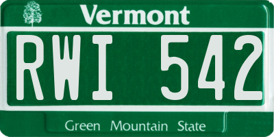 VT license plate RWI542