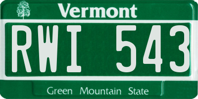 VT license plate RWI543