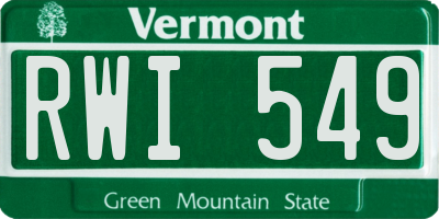 VT license plate RWI549