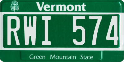 VT license plate RWI574