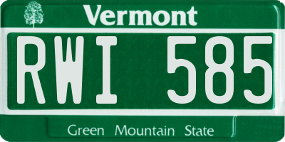 VT license plate RWI585