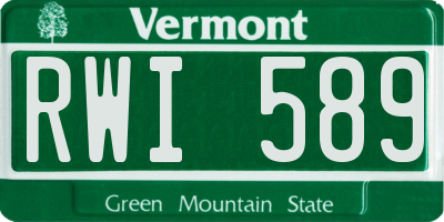 VT license plate RWI589