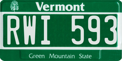 VT license plate RWI593