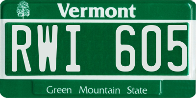 VT license plate RWI605